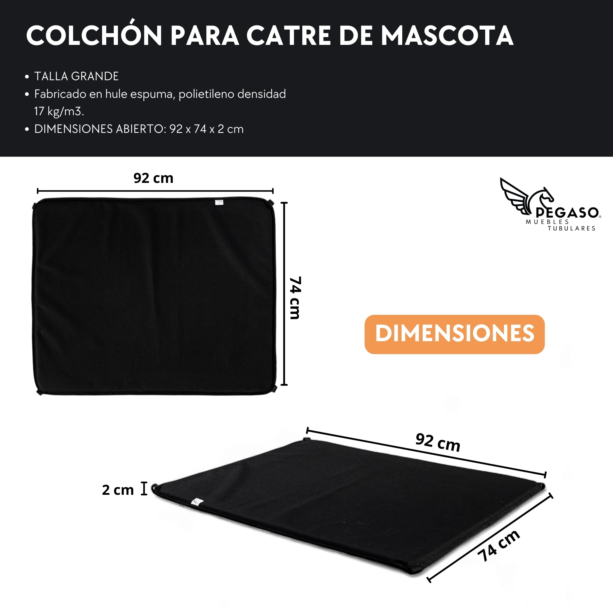Colchóneta con Cierre para Catre de Mascota PEGASO