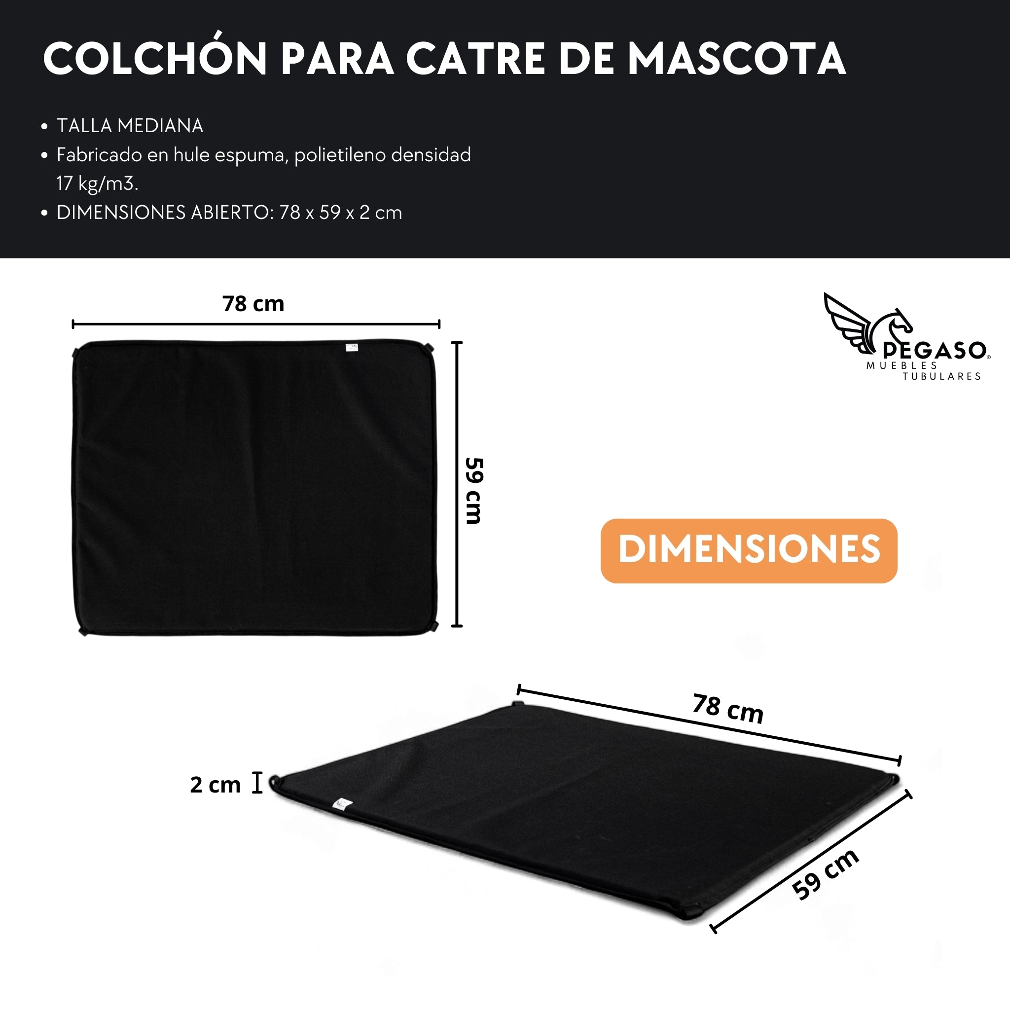 Colchóneta con Cierre para Catre de Mascota PEGASO