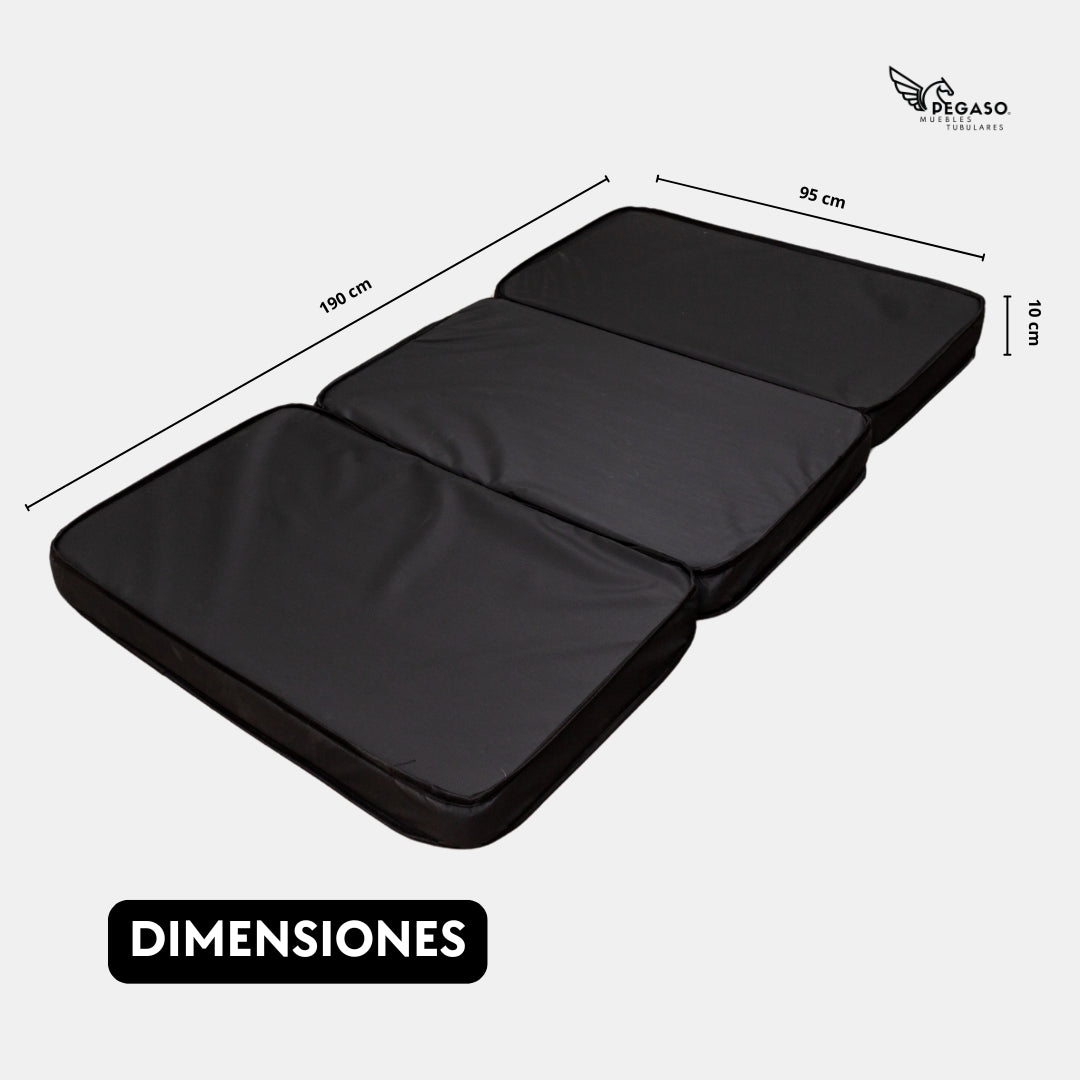 Colchón Seccionado en 3 Impermeable Hule Espuma 10cm + Porta Colchón. Soporta mas 150KG (Mod Col-Sec)