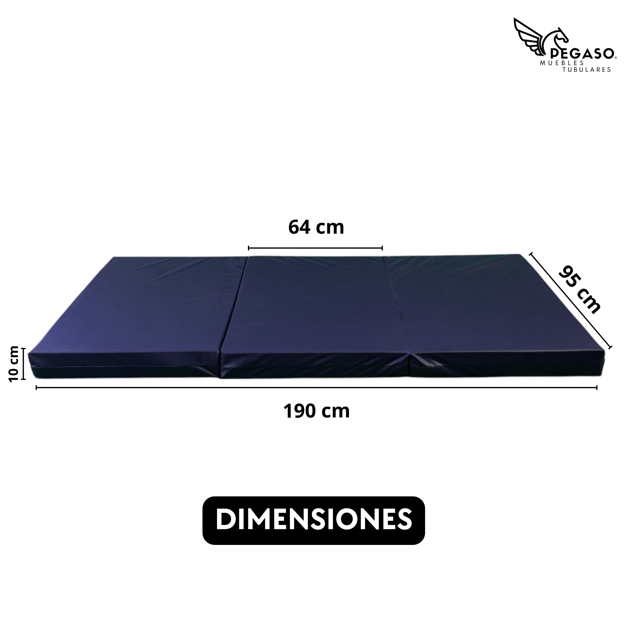 Pegaso Sealed Repellent Sectioned Hospital Mattress, 190 x 95 x 10 cm. Supports more than 150 kg.