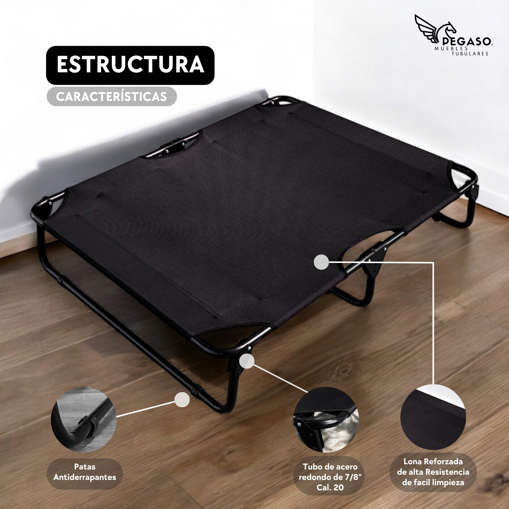 PEGASO KIT Extra Large Dog Bed/Cot + Mat, 122x92x18 cm (Mod KM-EG)