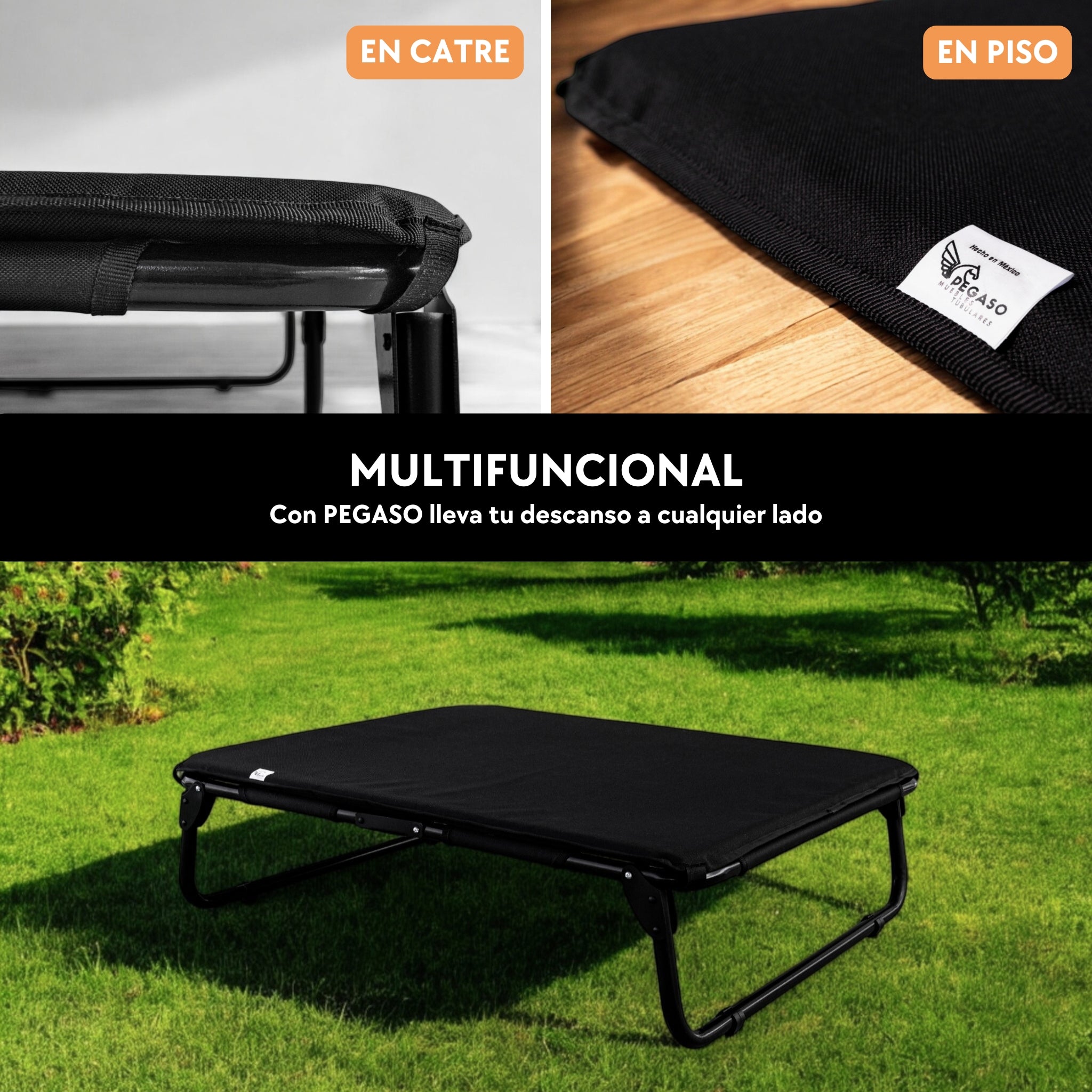 PEGASO KIT Bed/Cot + Medium Dog Mat, 78 x 59 x 18 cm (Mod KM-MD)