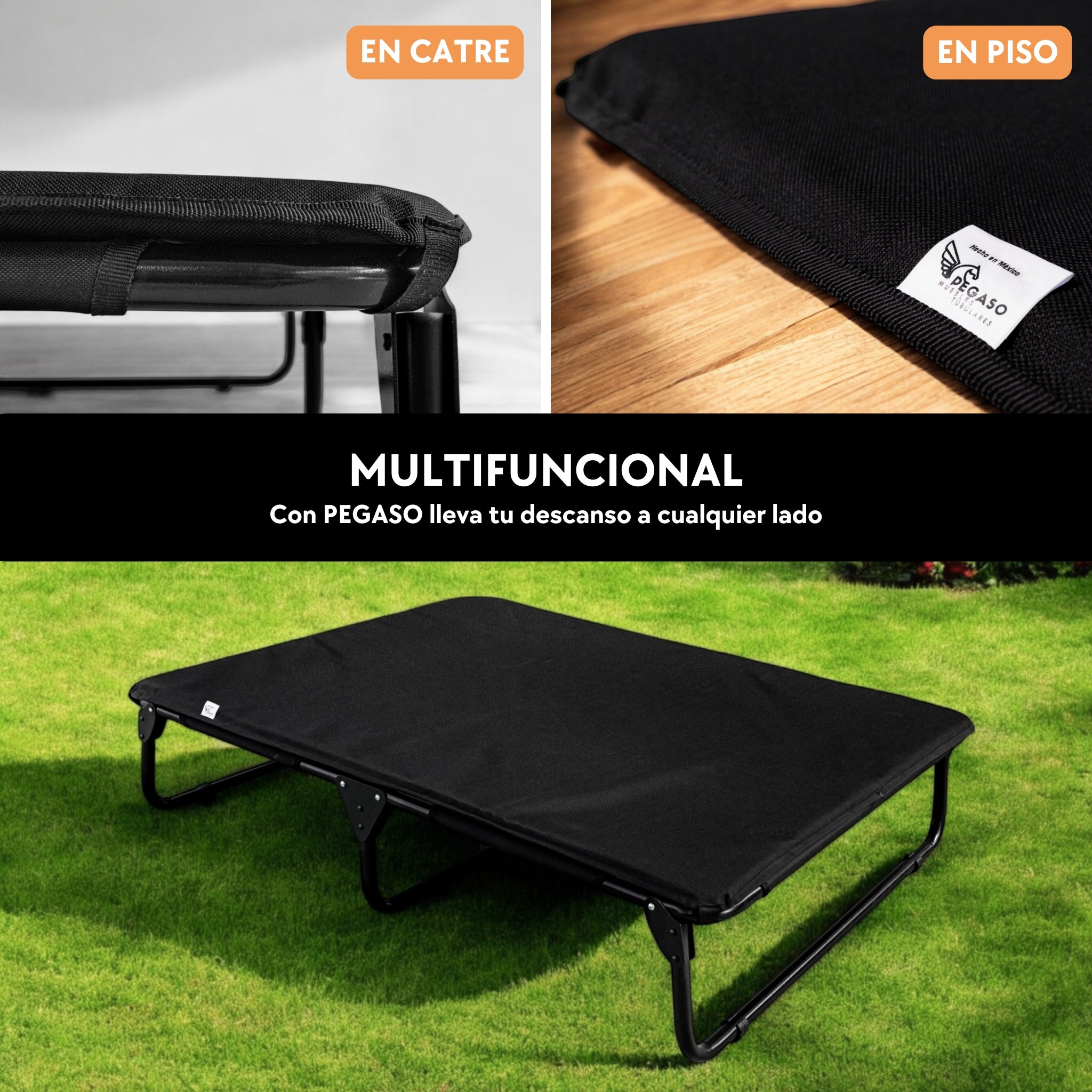 PEGASO KIT Extra Large Dog Bed/Cot + Mat, 122x92x18 cm (Mod KM-EG)