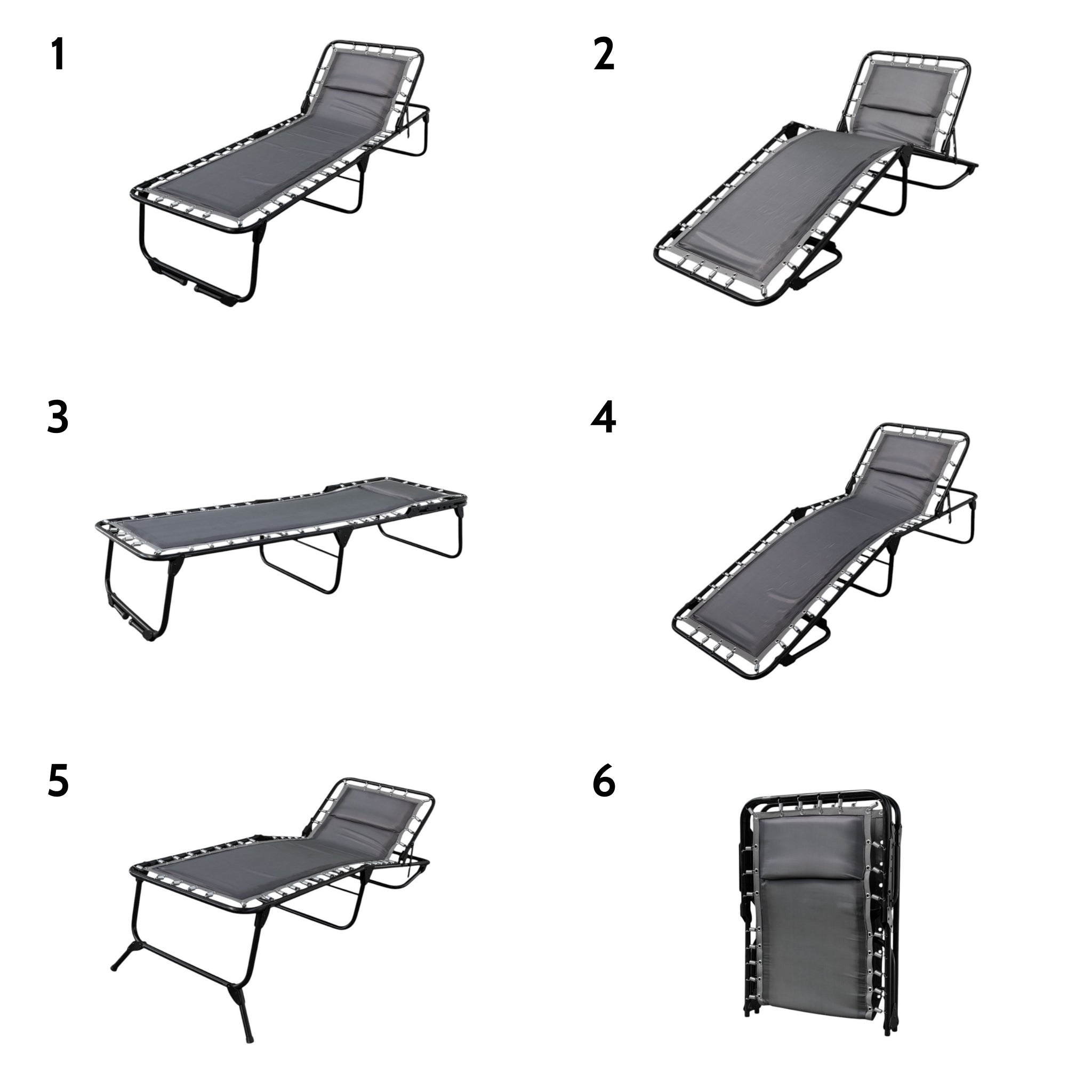 Padded Folding Cot / 5-Position Reclining (Mod KRA-L)