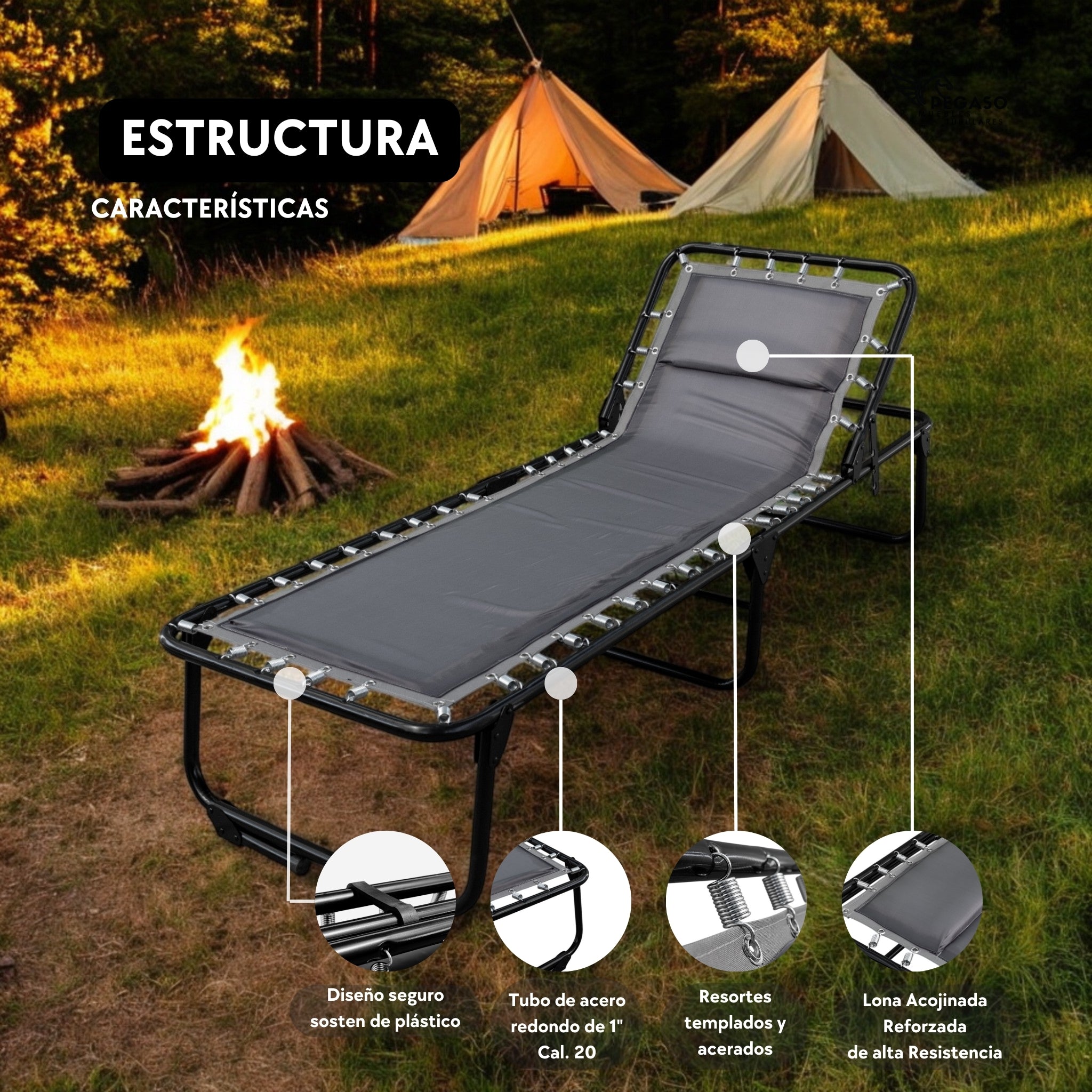 Padded Folding Cot / 5-Position Reclining (Mod KRA-L)