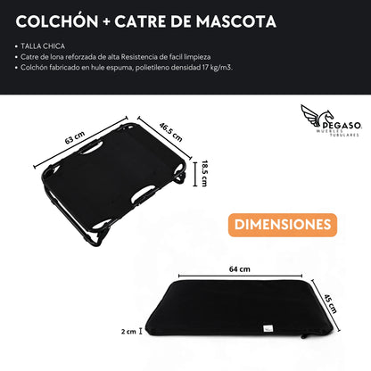 PEGASO KIT Bed/Cot + Mat for Small Dogs, 63 x 46.5 x 18.5 cm (Mod KM-CH)