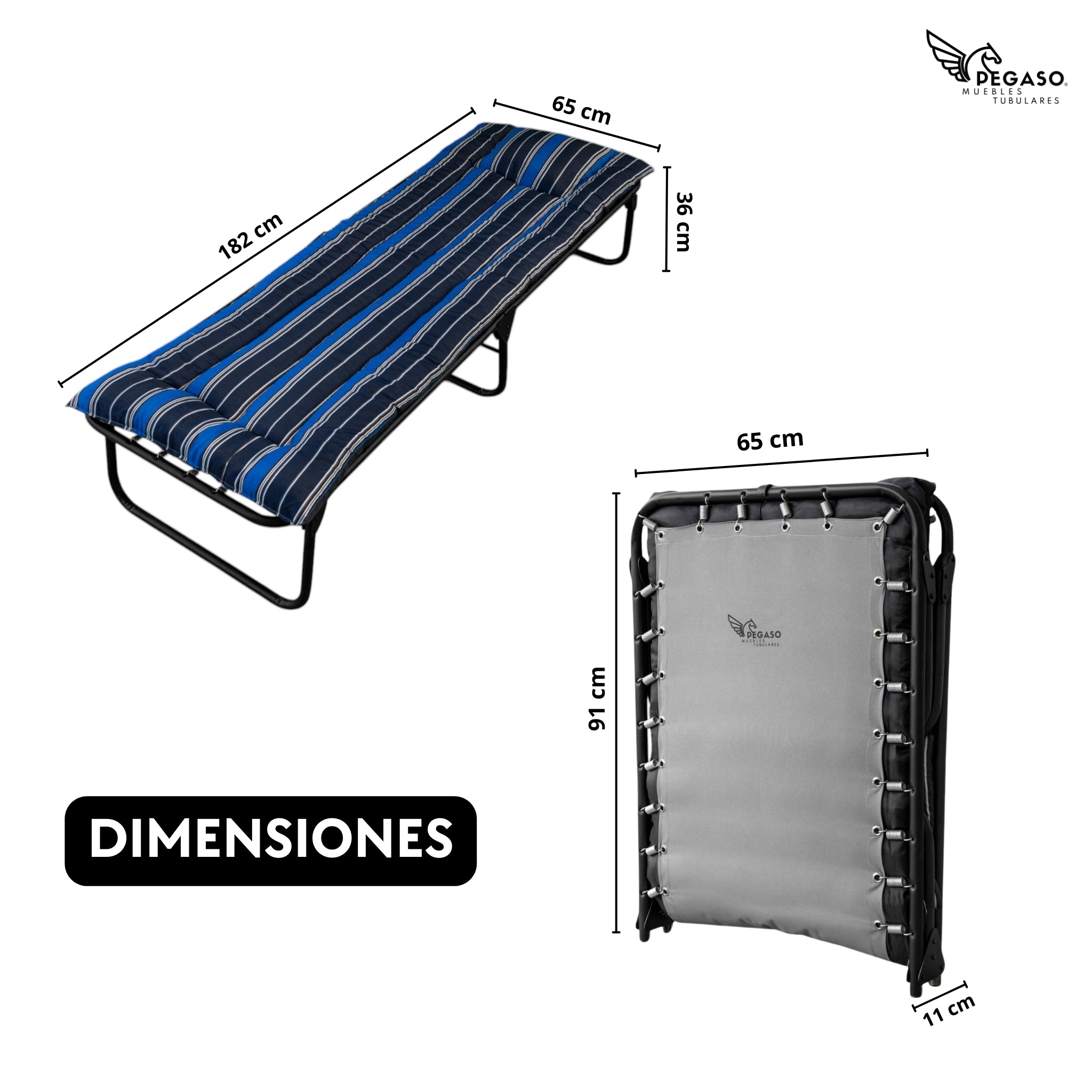 Catre Camastro Plegable / de Lona Reforzada + Colchón de Borra de 5 cm