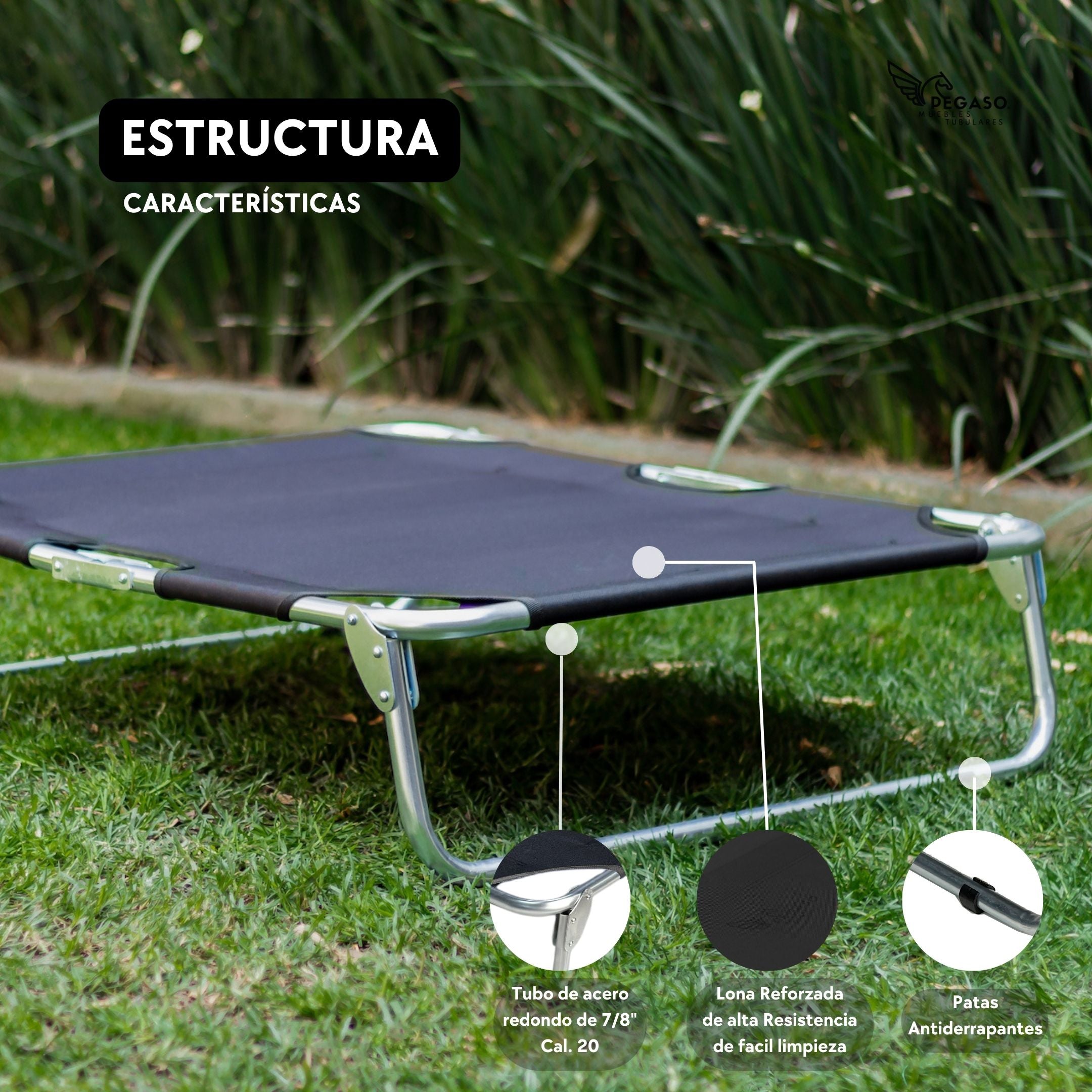 PEGASO Elevated Dog Bed for Large Dogs, 92.5x76x18 cm (Mod KM-GD)