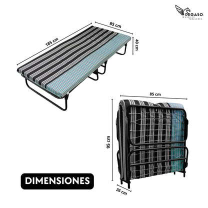 Catre Camastro Plegable con Colchón de Hule espuma de 8 cm (Mod KM8)