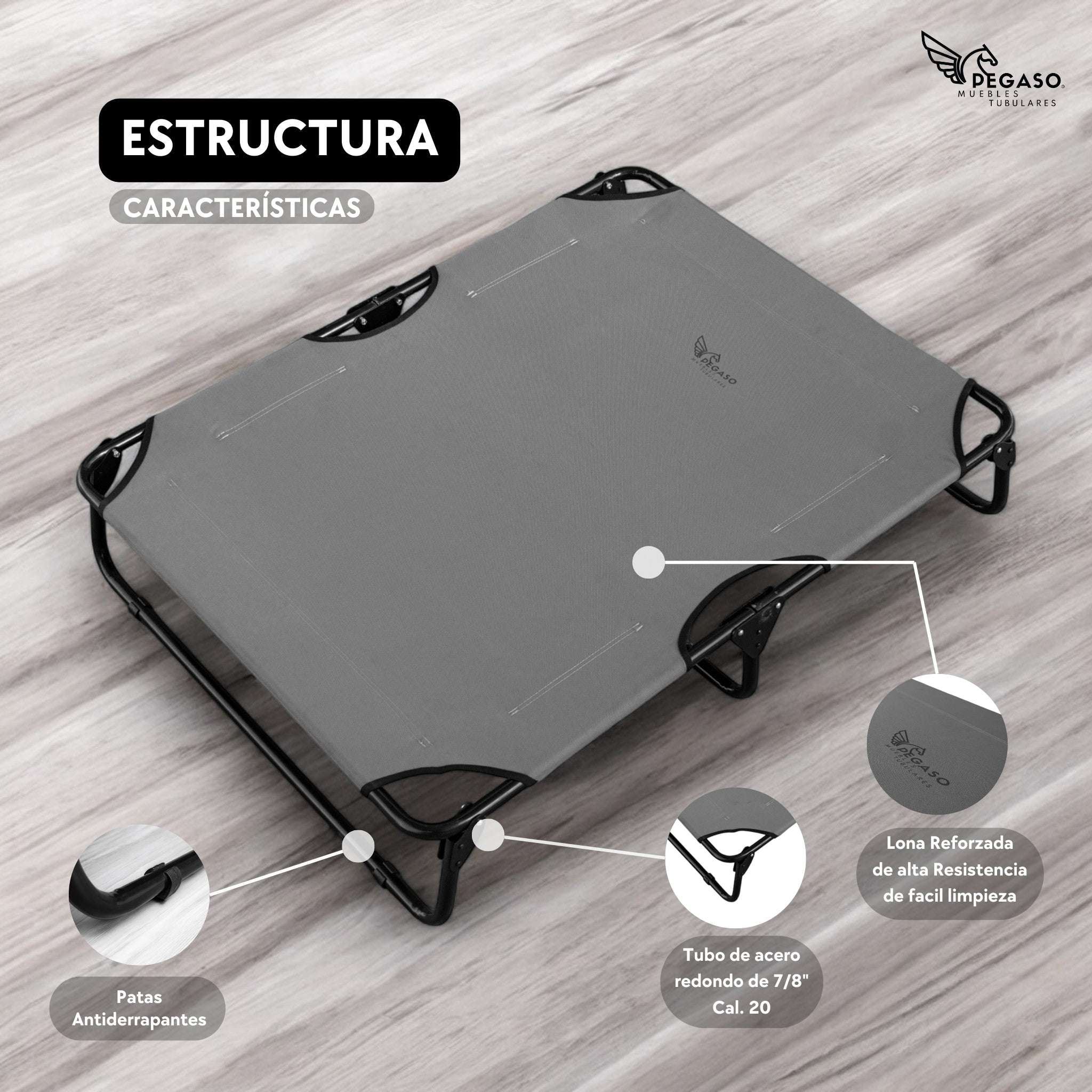 PEGASO Extra Large Elevated Dog Bed, 122x92x18 cm (Mod KM-EG)