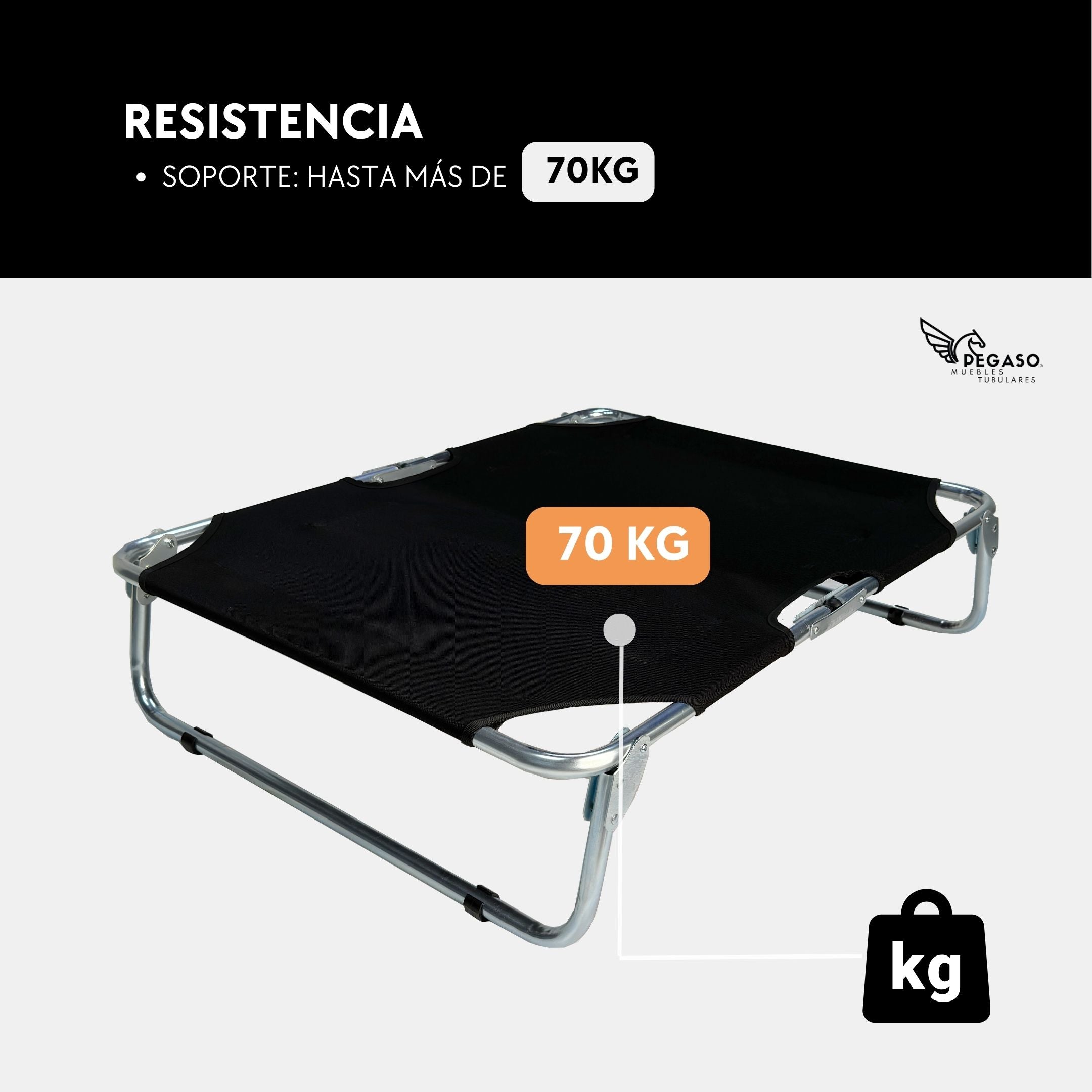 PEGASO Elevated Dog Bed for Large Dogs, 92.5x76x18 cm (Mod KM-GD)