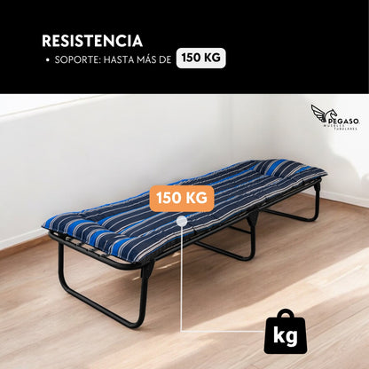 Folding Bed Cot / Reinforced Canvas + 5 cm Fleece Mattress