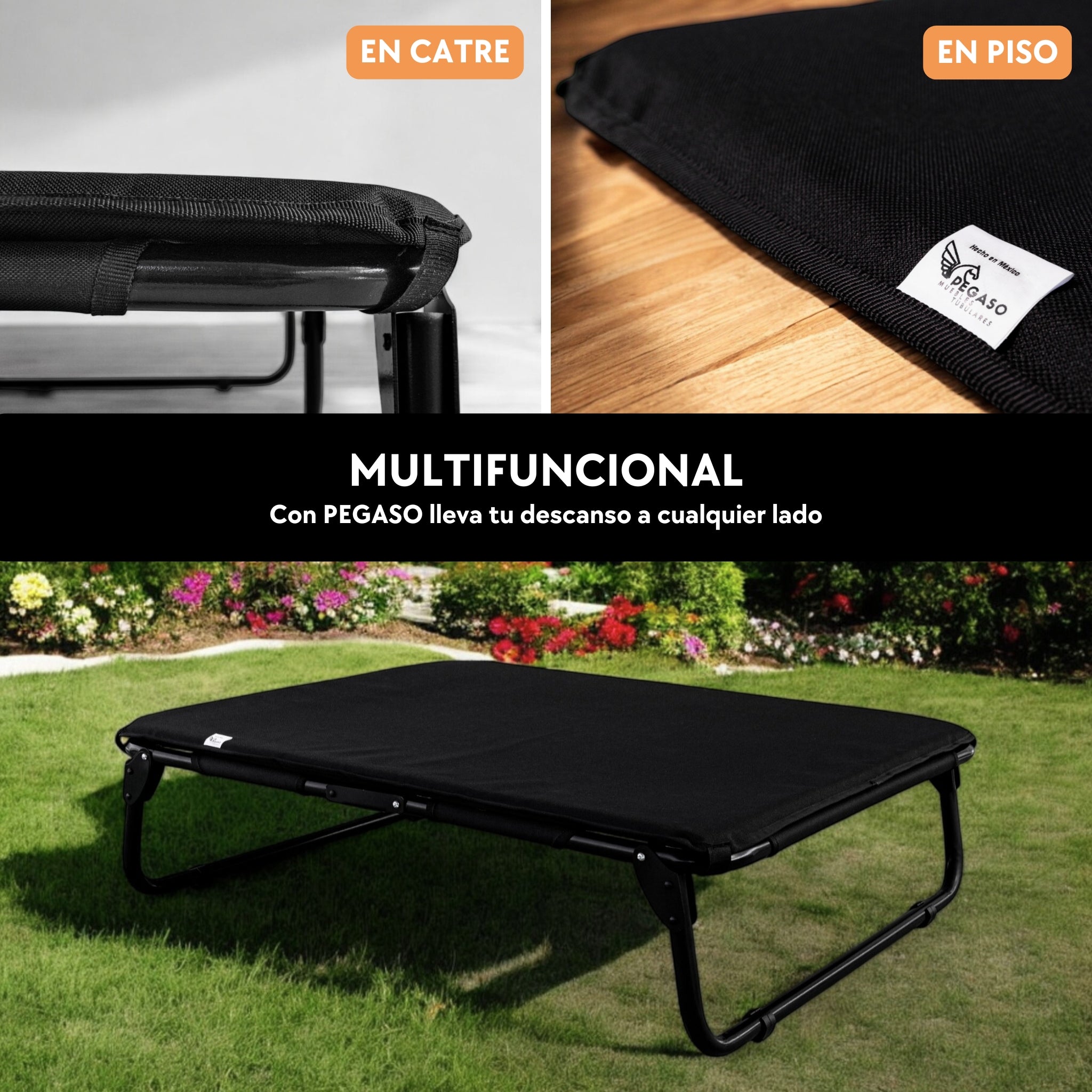 PEGASO KIT Bed/Cot + Large Dog Mat, 92.5 x 75 x 18 cm (Mod KM-GD)