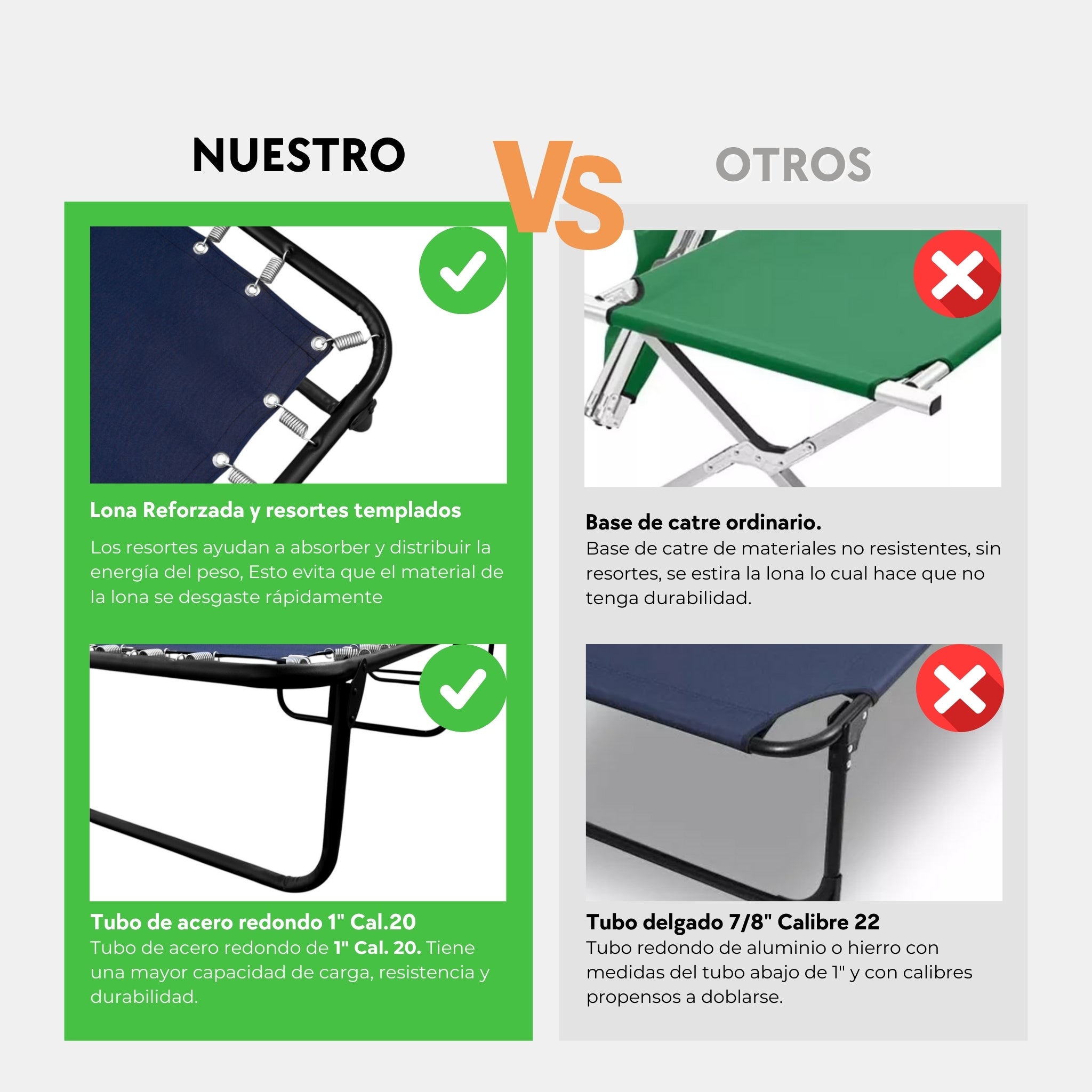 Catre Camastro Plegable / de Lona Reforzada (Mod KSL)