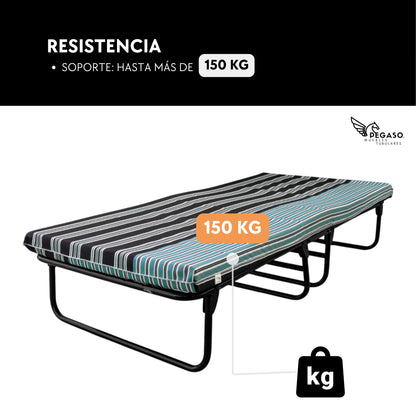 Catre Camastro Plegable con Colchón de Hule espuma de 8 cm (Mod KM8)