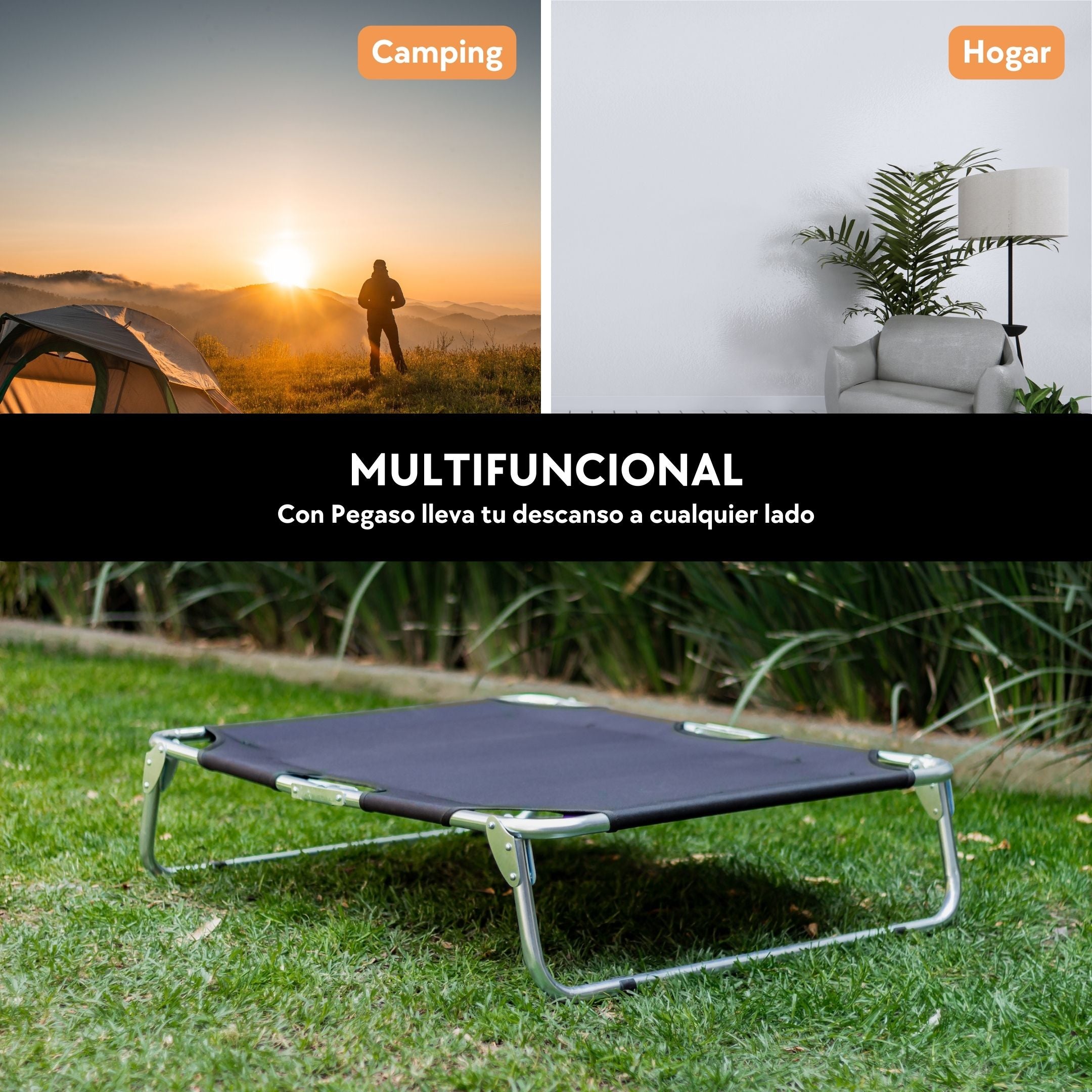 PEGASO Elevated Dog Bed for Large Dogs, 92.5x76x18 cm (Mod KM-GD)